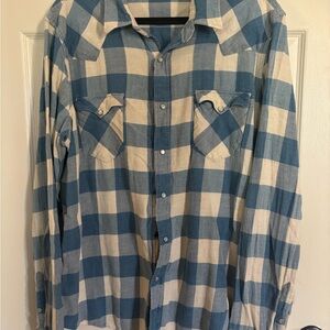 Ralph Lauren Blue and Cream Plaid Men's Shirt